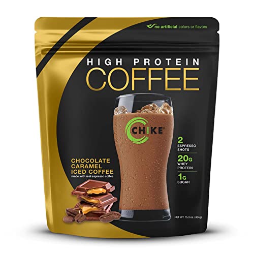 Chike Chocolate Caramel High Protein Iced Coffee 20 G Protein 2 Shots Espresso 1 G Sugar Keto Friendly and Gluten Free 14 Servings 148 Ounce